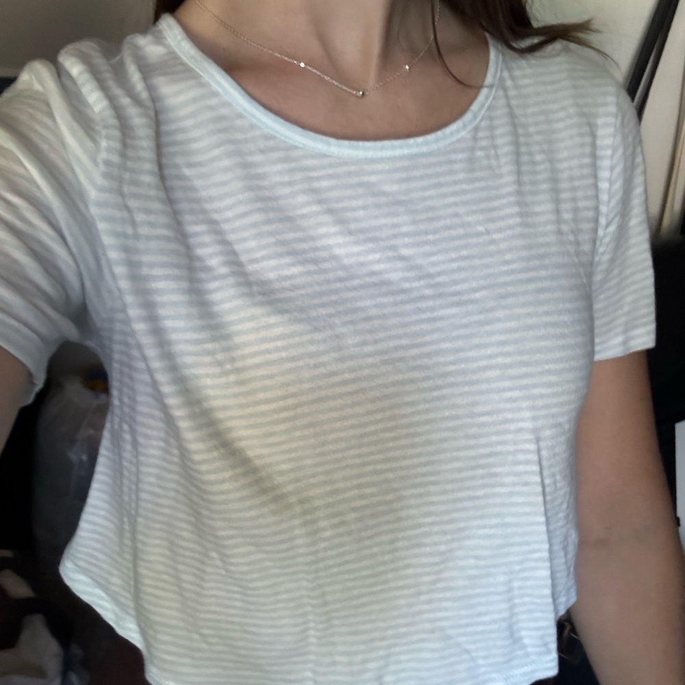 PacSun Blue and White Stripped Baby Tee